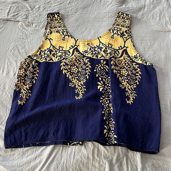 Vintage Blue/Gold Wrap Skirt &  Button Down Tank Set - Picture 5 of 5